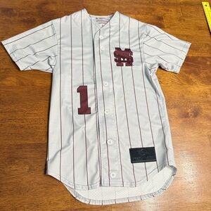 Prosphere Mississippi State Gray Maroon Striped Baseball Jersey 1 size small